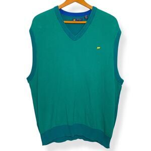 Jack Nicklaus men's teal blue green sleeveless preppy golf sweater vest SZ XL